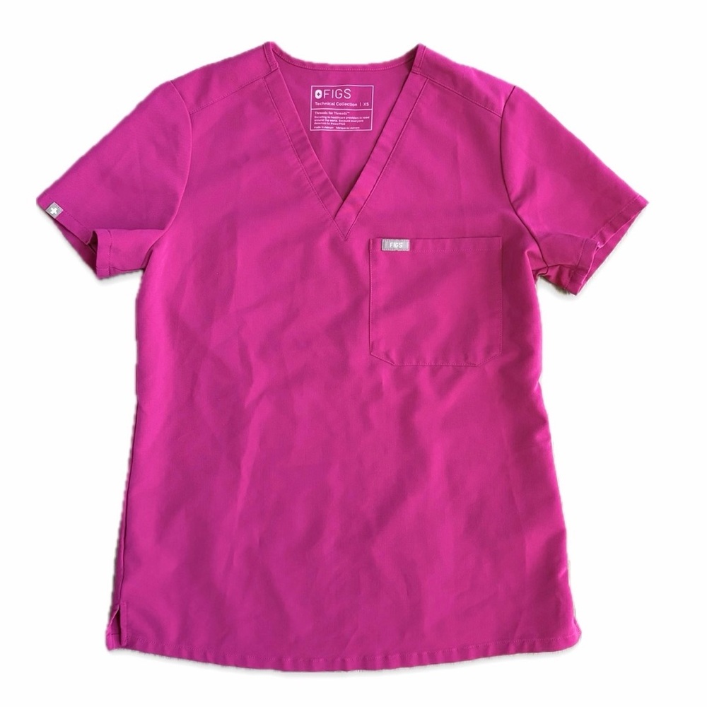 Figs Catarina One-Pocket Scrub Top Pink Short Sleeve Pocket Women's Size XS